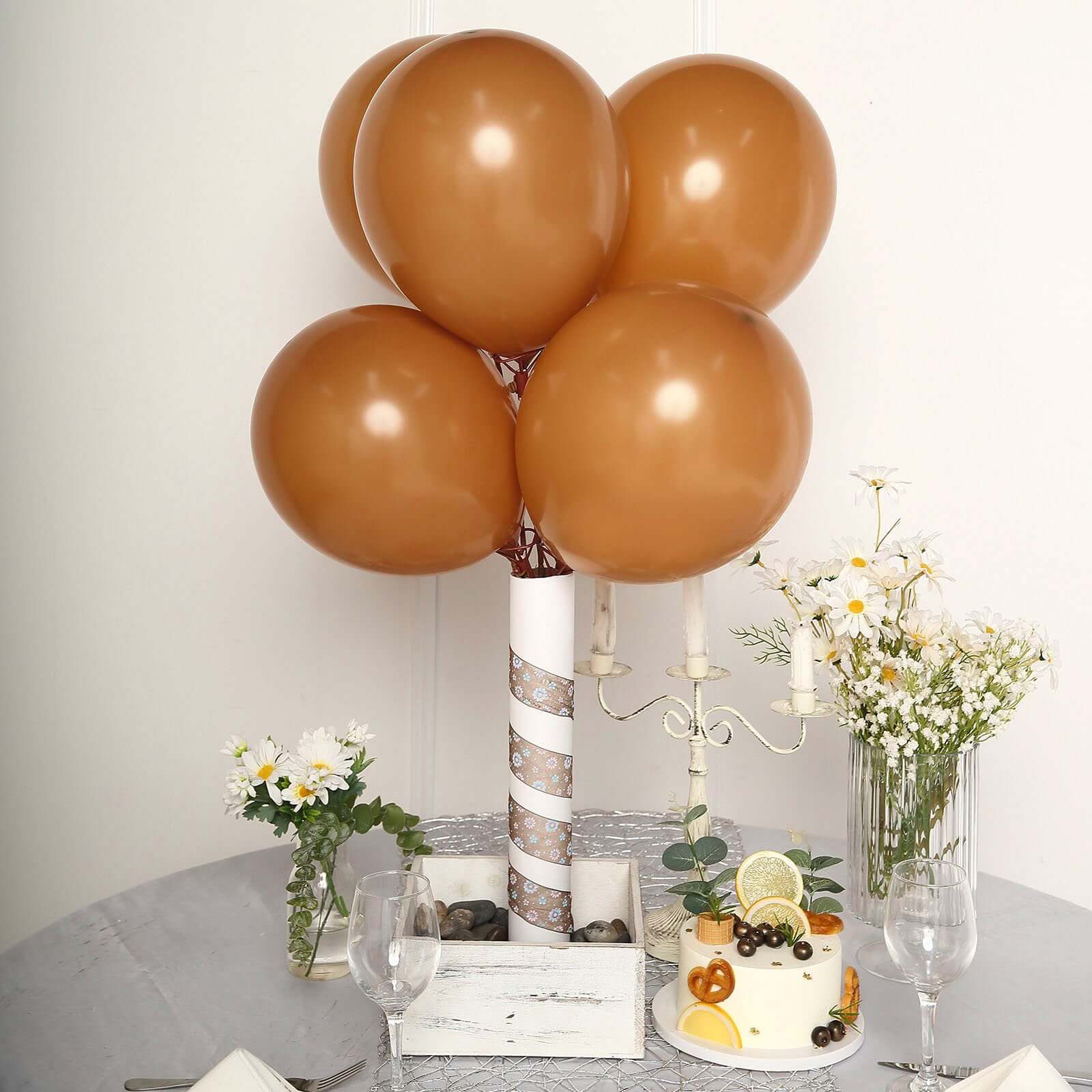 25 Pack 12" Matte Pastel Caramel Helium or Air Latex Party Balloons