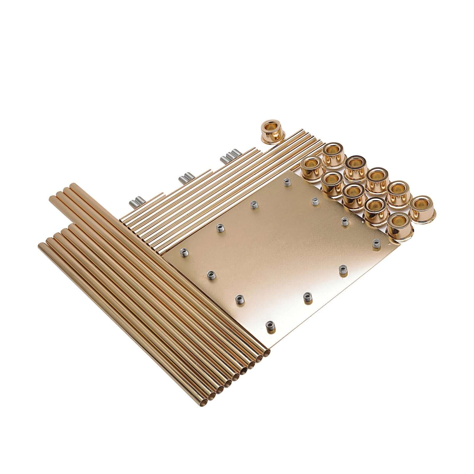 12-Arm Cluster Taper Candle Holder Gold with Clear Glass Shades - Grand Candle Arrangement for Events 57"