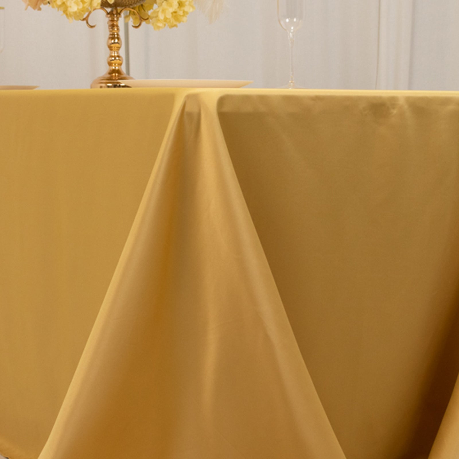 Lamour Satin 90"x132" Rectangle Tablecloth Champagne - Soft & Silk-Like Seamless Table Cover
