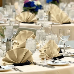 5 Pack Polyester 20"x20" Napkins Champagne - Wrinkle Resistant & Easy Care Cloth Napkins