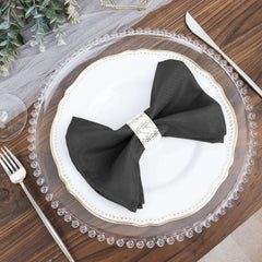 5 Pack Polyester 17"x17" Napkins Charcoal Gray - Durable & Wrinkle Resistant Dinner Napkins