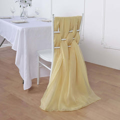 5 Pack Premium Chiffon Chair Sashes Champagne - Soft & Lightweight Designer Chair Bows 22"x78"