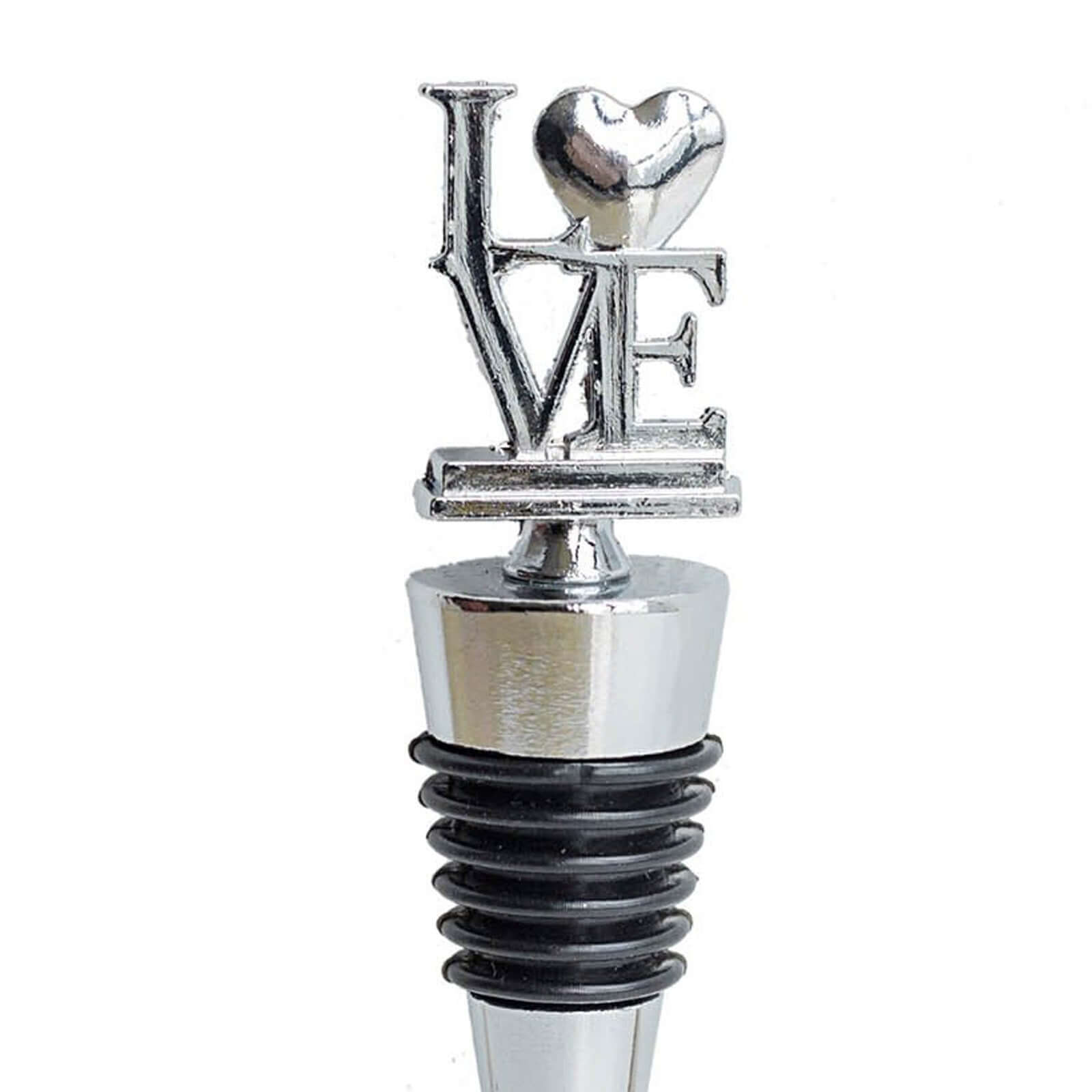 4" Silver Metal Love Wine Bottle Stopper Wedding Party Favors With Velvet Gift Box