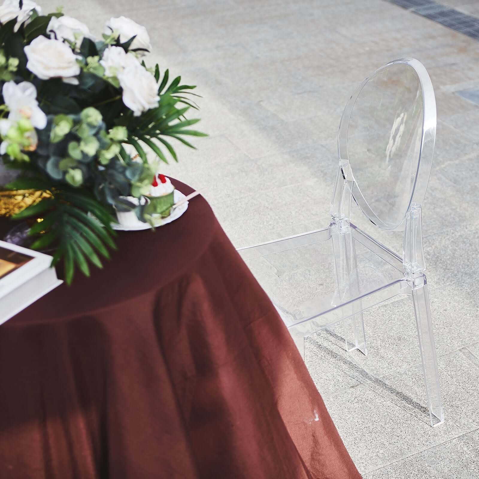 Acrylic Ghost Chair with Oval Back for Banquet Use Clear - Sleek Transparent Armless Accent Chair for Weddings & Gatherings