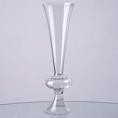 4-Pack Glass Trumpet Vases Crystal Ball Design Clear - Stylish Reversible Floral Centerpieces 15"