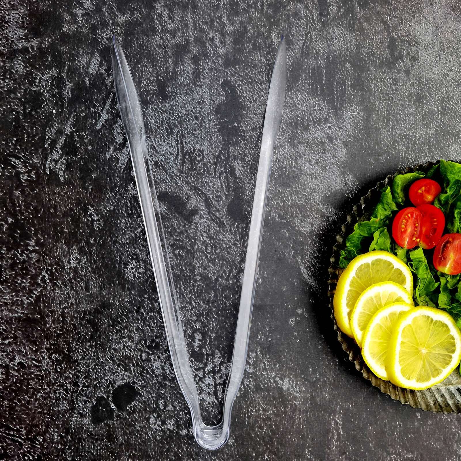 3-Pack Plastic Serving Tongs Clear - Durable Disposable Food Service Tongs for Salad Bars Dessert Tables Buffets12"