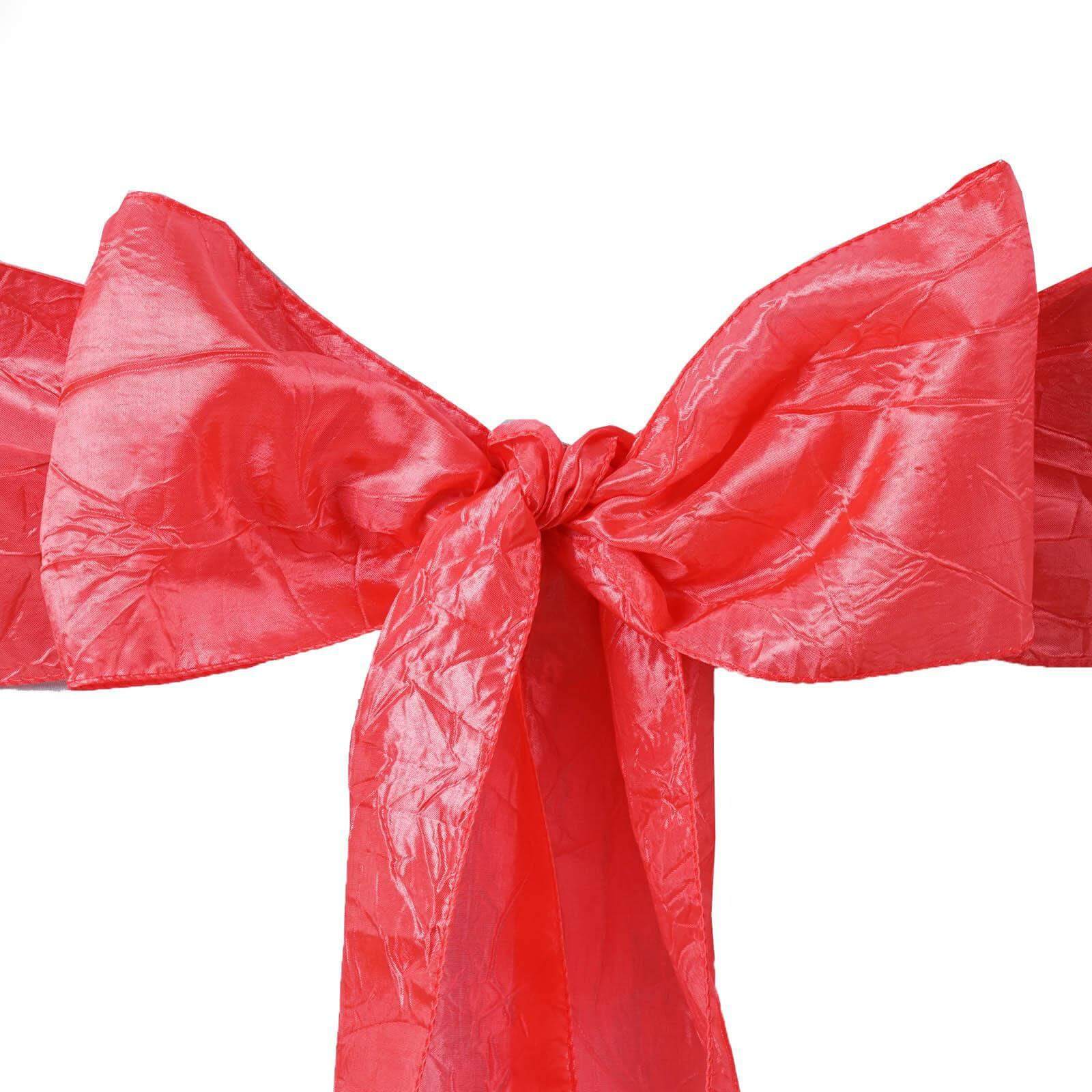 5 Pack Crinkle Taffeta Chair Sashes with Crushed Metallic Finish Coral - Stunning Event Chair Decor 6"x106"