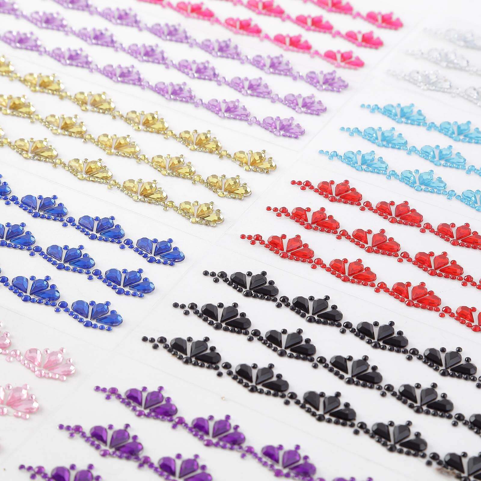 3 Pack Stick-On Diamond Rhinestone Gems, Gold Self Adhesive Crown DIY Craft Stickers