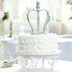 Metal Royal Crown Cake Topper Silver - Sophisticated Wedding Cake Centerpiece Decor for Themed Events 9"