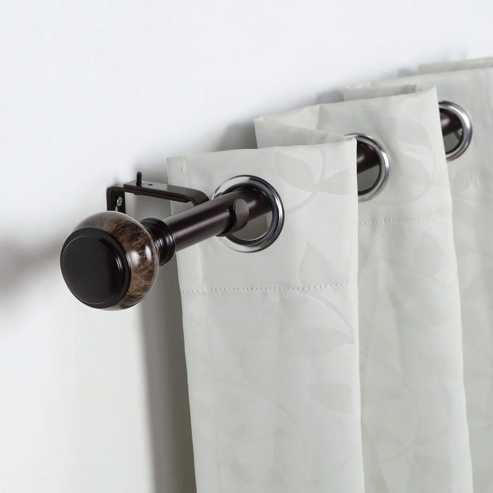 42"-126" Adjustable Curtain Rod Set, Chocolate Brown, Marble Finials