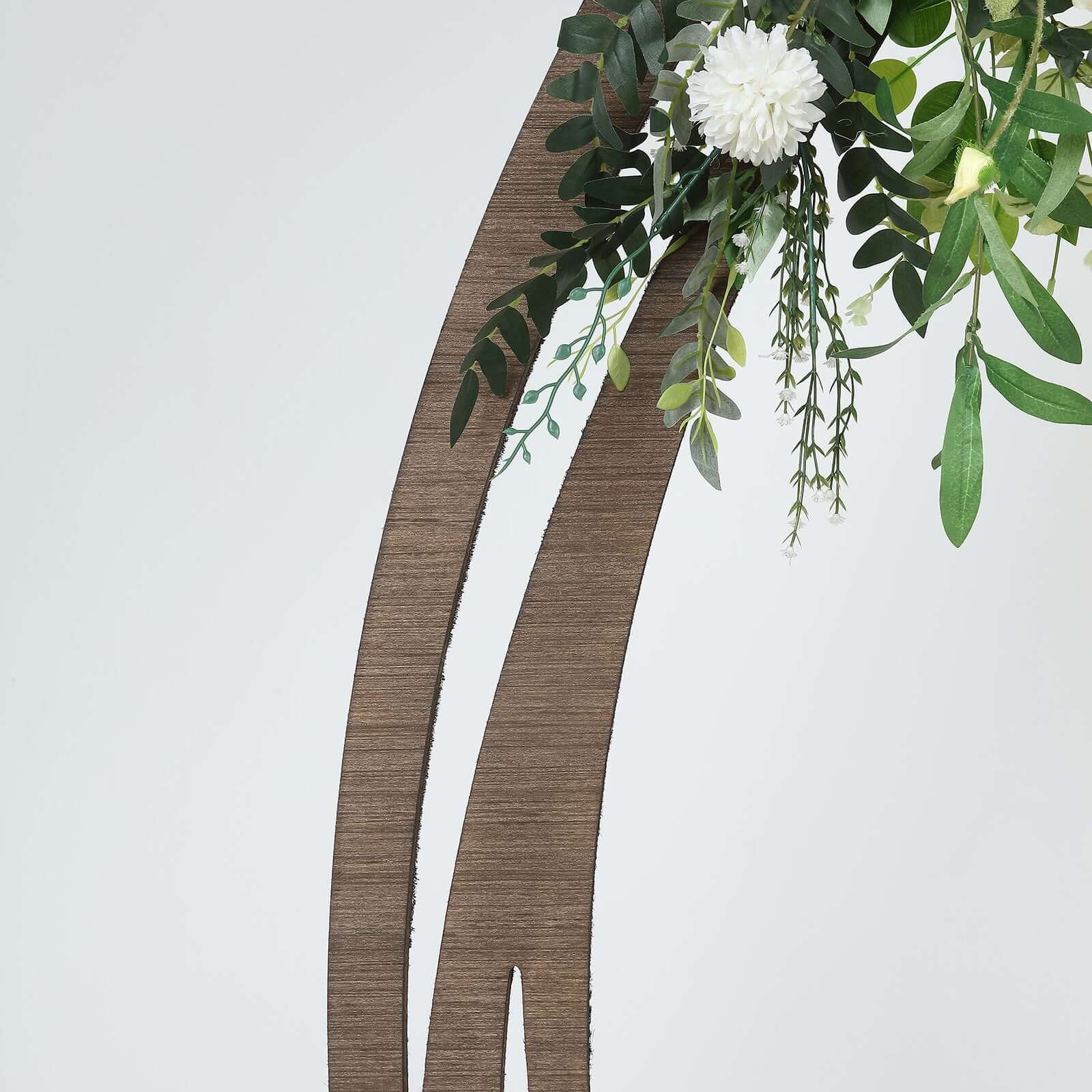 8ft Natural Brown Wood Round Event Party Arbor Backdrop Stand, Rustic DIY Wedding Arch