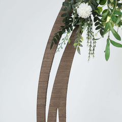 8ft Natural Brown Wood Round Event Party Arbor Backdrop Stand, Rustic DIY Wedding Arch