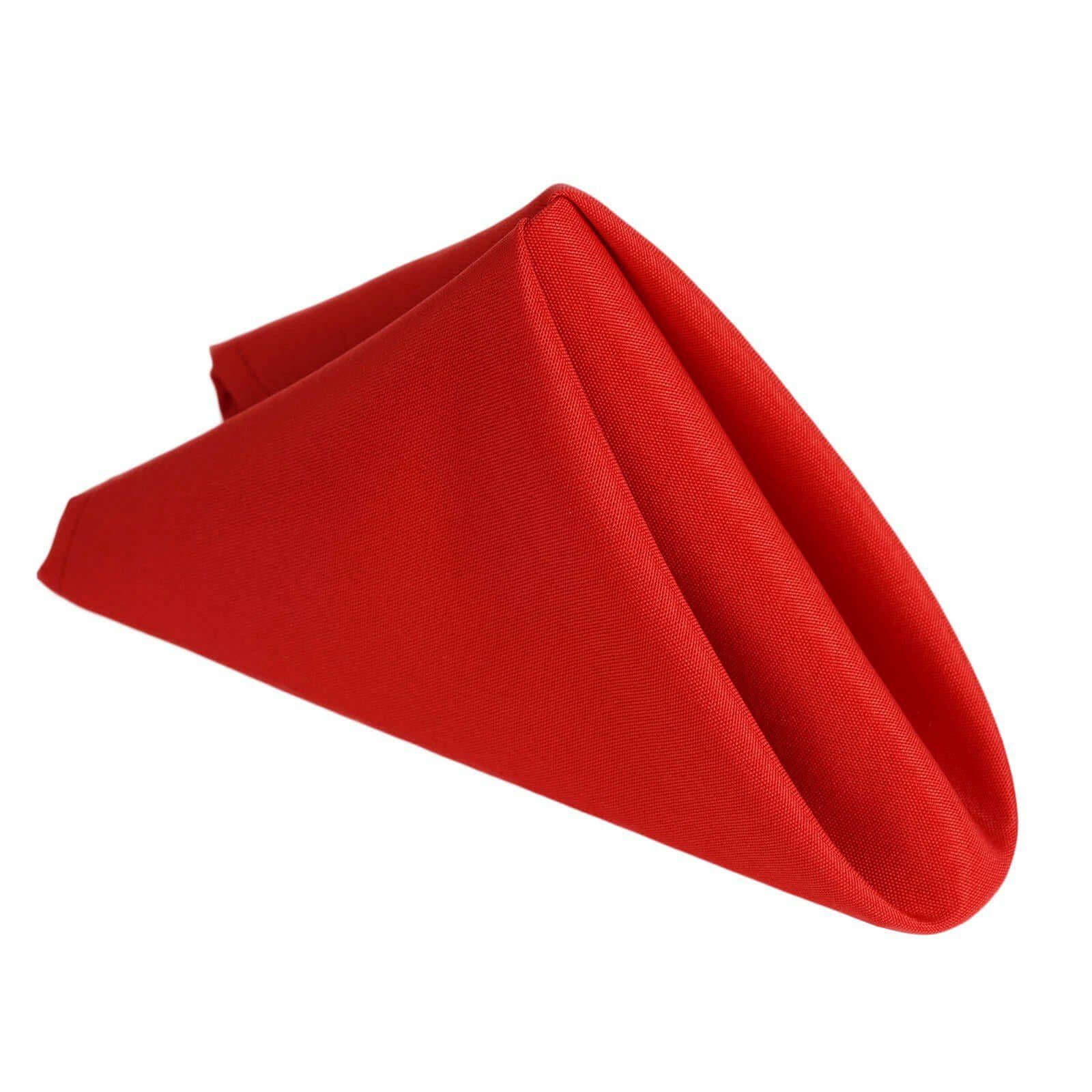 5 Pack Polyester 17"x17" Napkins Red - Durable & Wrinkle Resistant Dinner Napkins