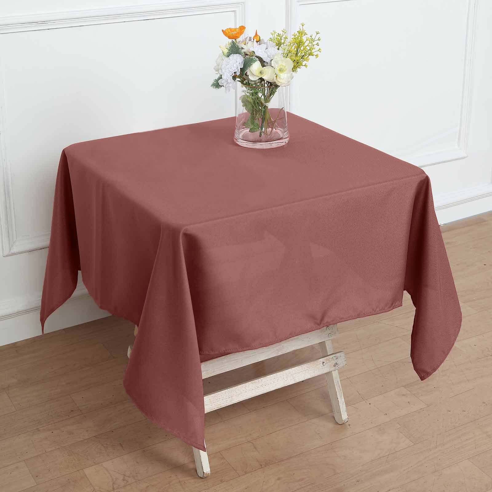 Polyester Square 54"x54" Tablecloth Cinnamon Rose - Wrinkle-Resistant & Durable Table Cover