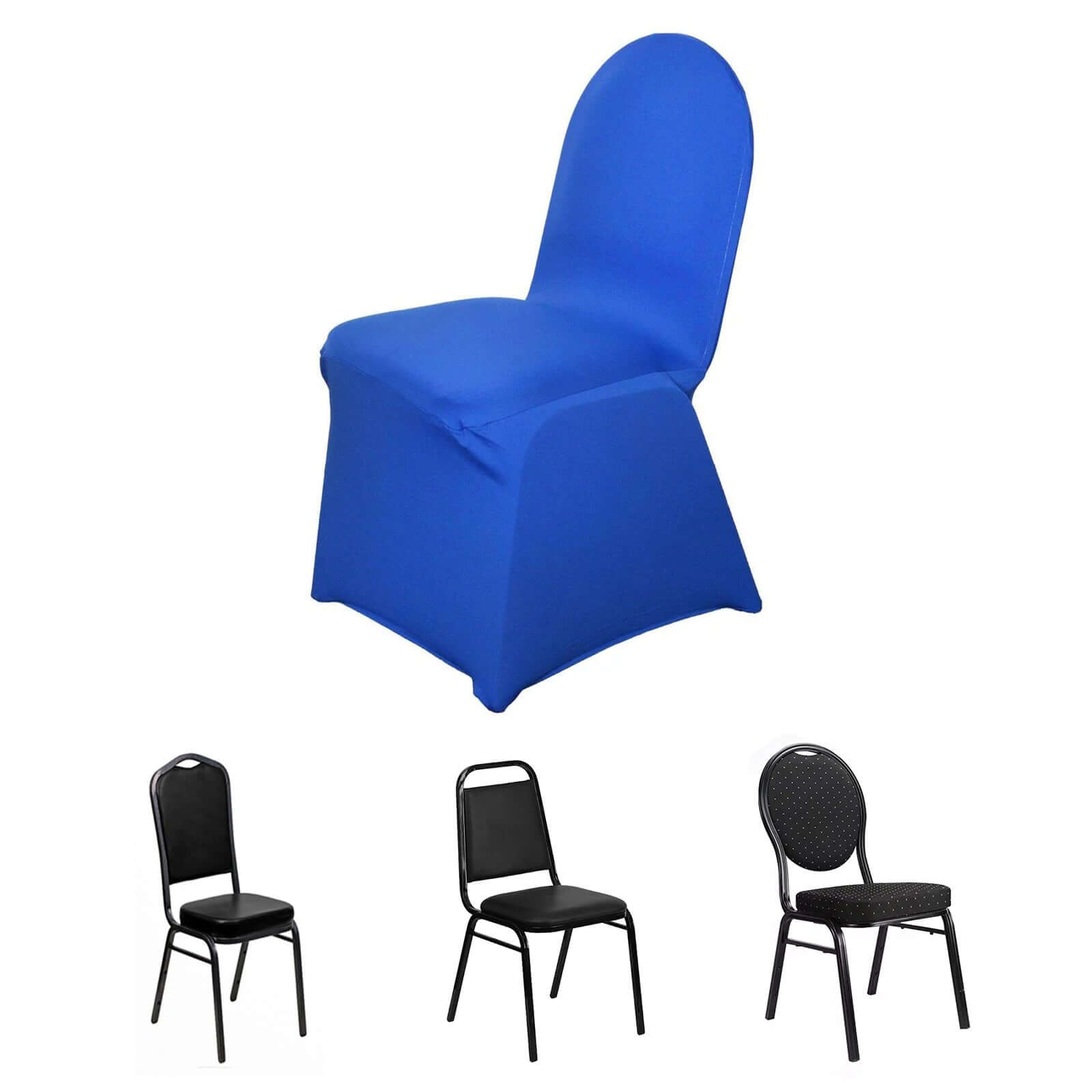 Spandex Chair Cover for Banquet Chairs Royal Blue - Stretch 160GSM Fabric with Slip-On Slipcover