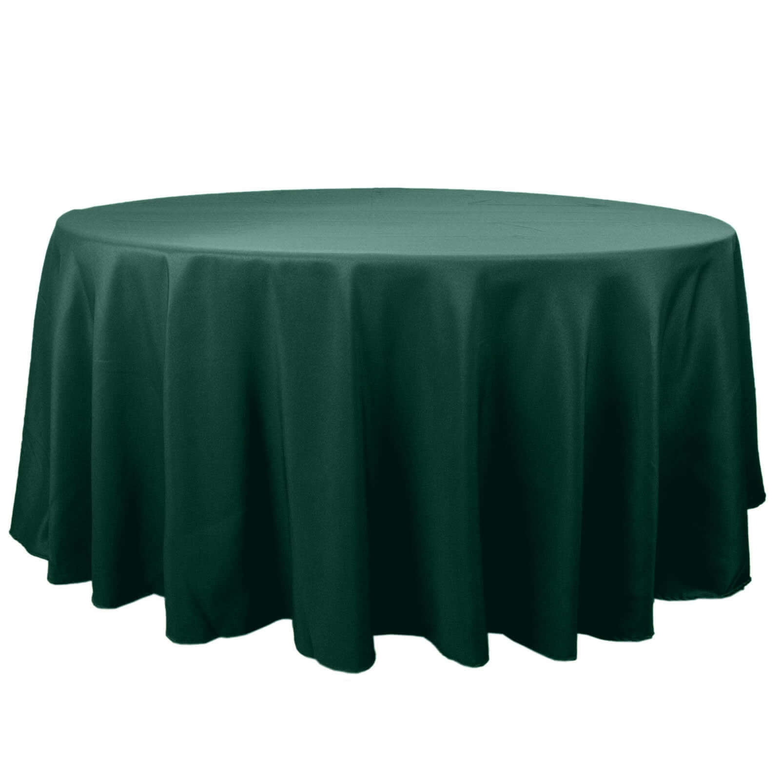 Premium Polyester 120" Round Tablecloth Hunter Emerald Green - Seamless 220GSM Wrinkle-Resistant Table Cover