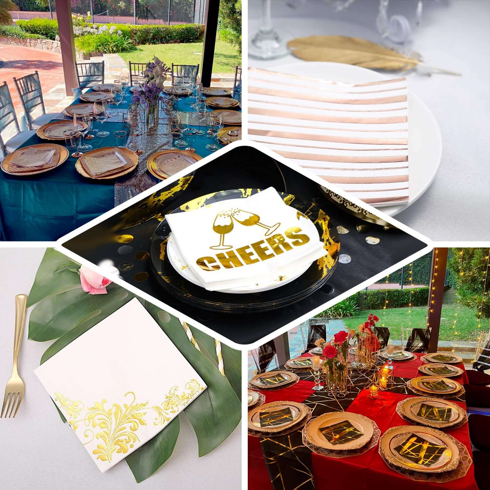20-Pack Paper Dinner Napkins with Pineapple Design Metallic Gold - Disposable 3 Ply Cocktail Napkins for Parties