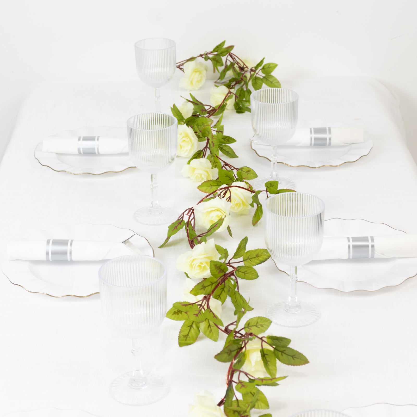 7ft 20 LED White Silk Rose Flower Garland Vine String Lights, Warm White Battery Operated