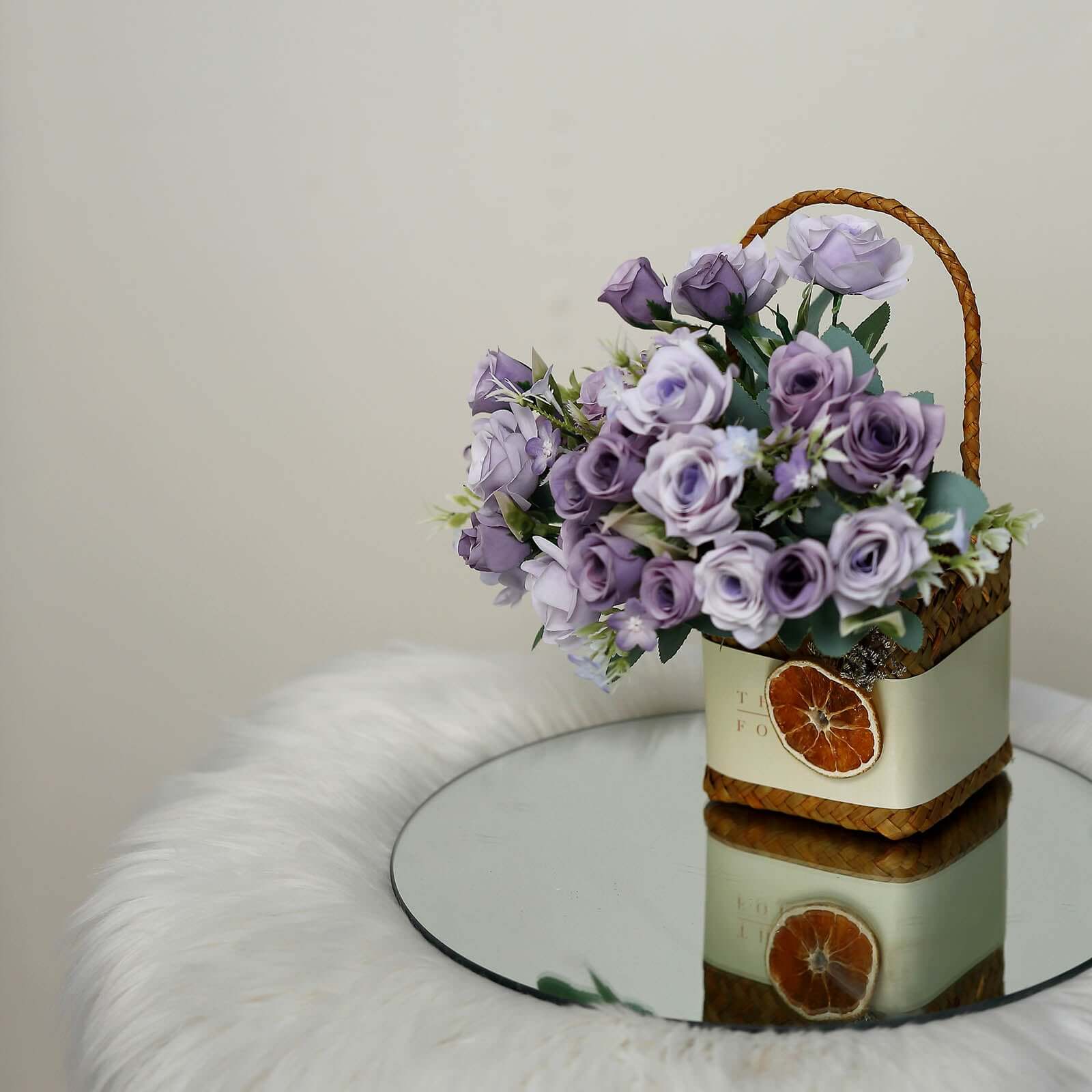 4 Bushes 12" Lavender Lilac Real Touch Artificial Silk Rose Flower Bouquet, Faux Bridal Flowers