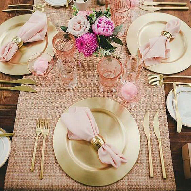 6-Pack Acrylic Round Charger Plates 13" in Metallic Gold, Dinner Party Decor Charger Tableware
