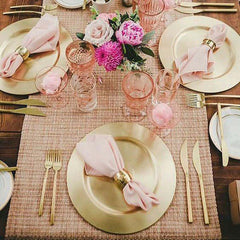 6-Pack Acrylic Round Charger Plates 13" in Metallic Gold, Dinner Party Decor Charger Tableware