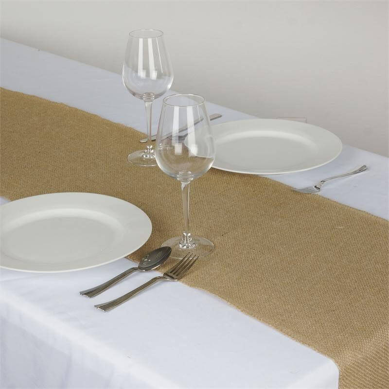 Burlap Jute 14"x108" Table Runner Natural - Rustic Boho Chic Tabletop Decor