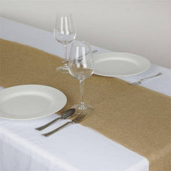 Burlap Jute 14"x108" Table Runner Natural - Rustic Boho Chic Tabletop Decor