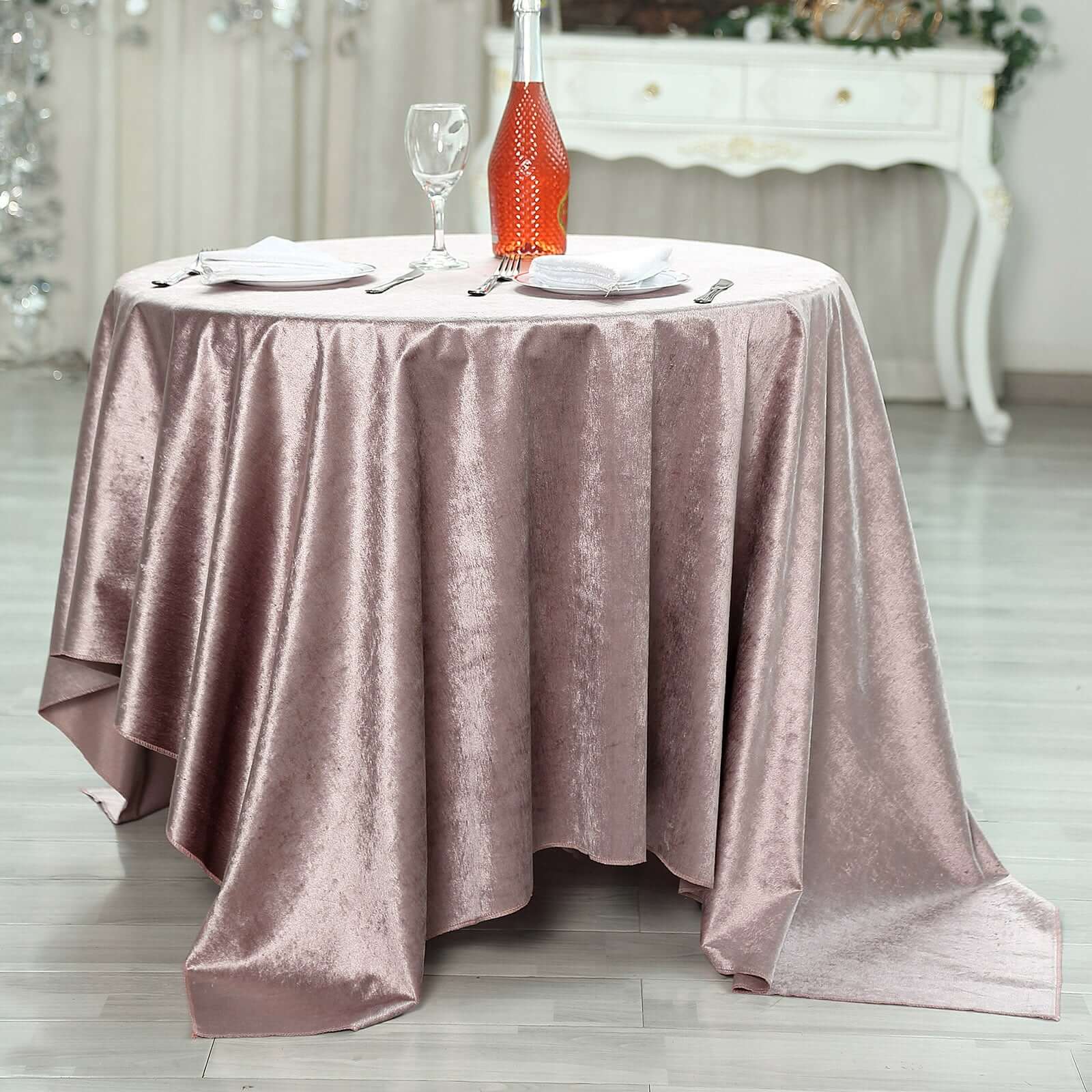 Velvet 72"x72" Table Overlay Square Tablecloth Mauve - Premium Soft Finish Table Topper