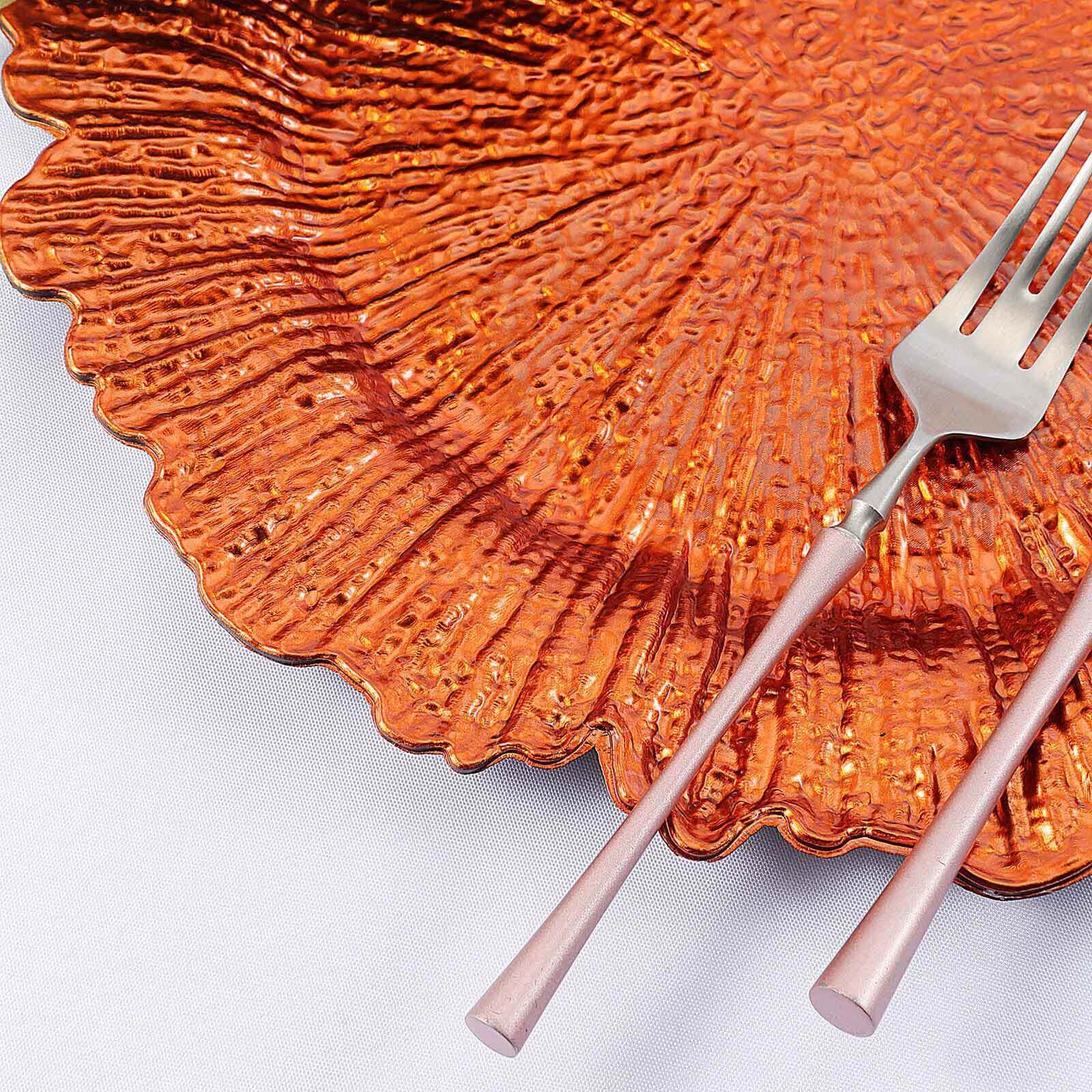6-Pack Acrylic Plastic Round Charger Plates 13" in Orange with Reef Design, Dinner Charger Tableware