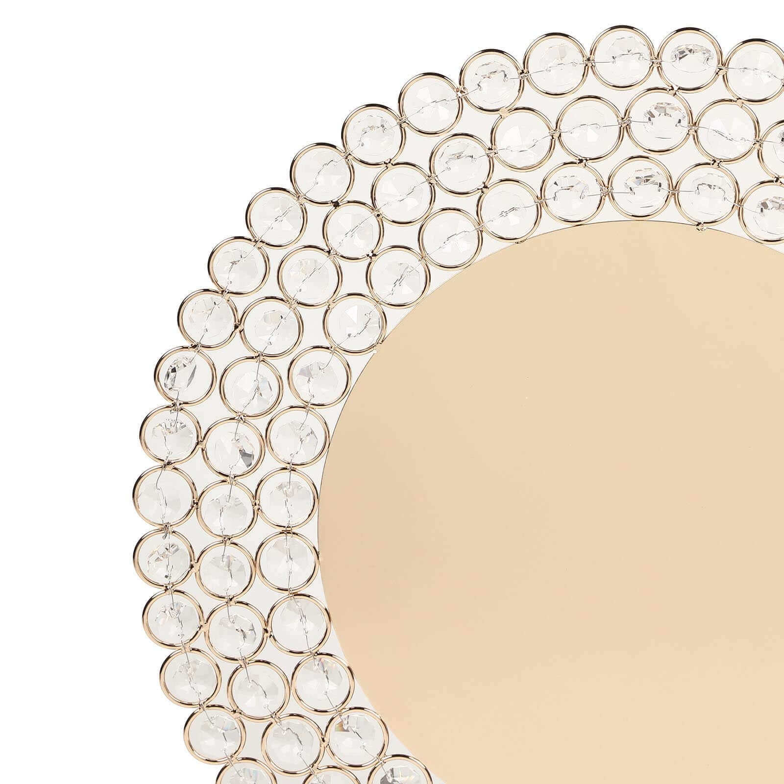 Wired Metal Round Charger Plate 14" in Gold with Acrylic Crystal Beads, Glamorous Decorative Dinner Charger Tableware
