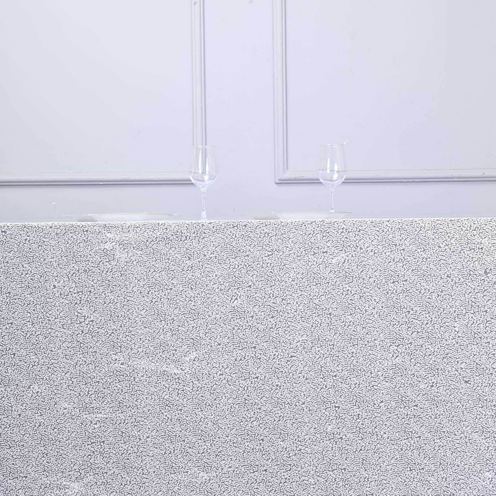 Sequin 90"x156" Rectangle Tablecloth White - Seamless Twinkling Design for Chic Celebrations