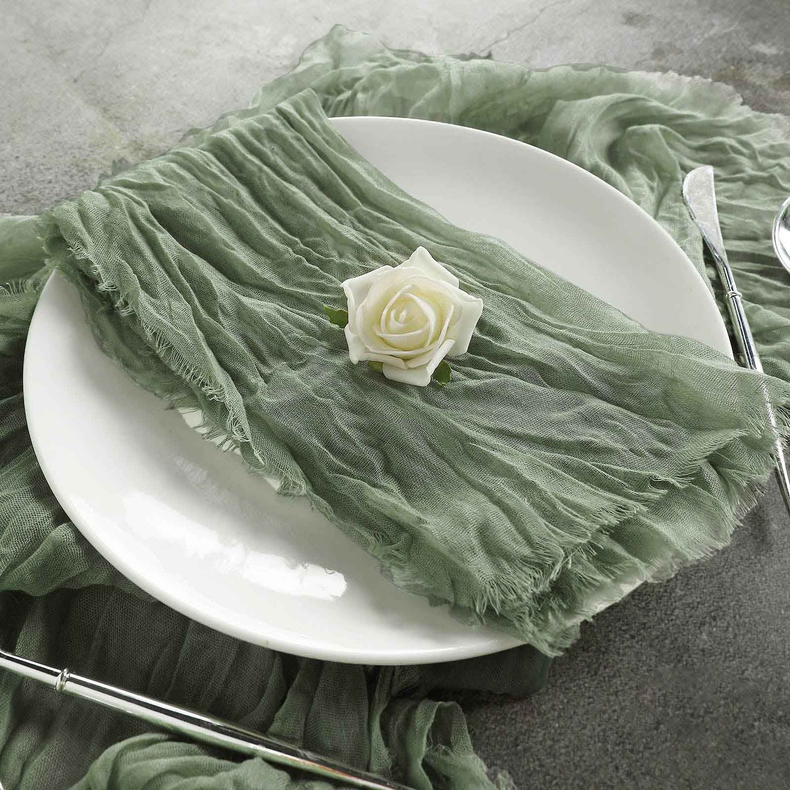 5 Pack Gauze Cheesecloth 24"x19" Napkins Dusty Sage Green Reusable Dinner Napkins