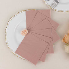 50-Pack Paper Beverage Napkins Dusty Rose - 2 Ply Disposable Soft 18GSM Cocktail Napkins 5"x5"