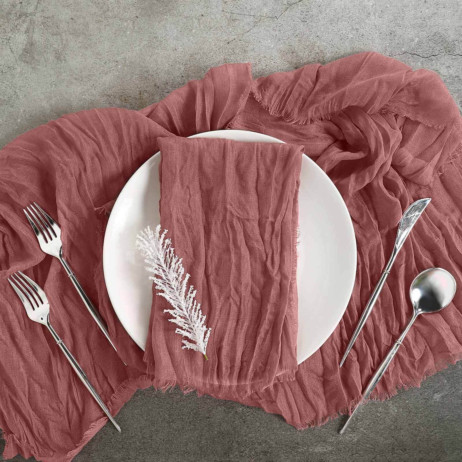 5 Pack Gauze Cheesecloth 24"x19" Napkins Mauve / Cinnamon Rose Reusable Dinner Napkins