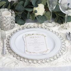 Wired Metal Round Charger Plate 14" in SIlver with Acrylic Crystal Beads, Glamorous Decorative Dinner Charger Tableware