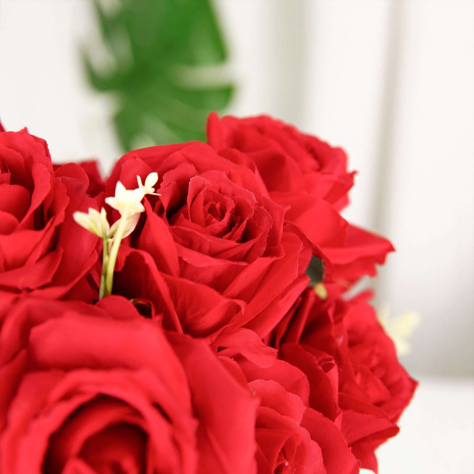 2 Bushes 18" Real Touch Red Artificial Rose Flower Bouquet, Silk Long Stem Flower Arrangements