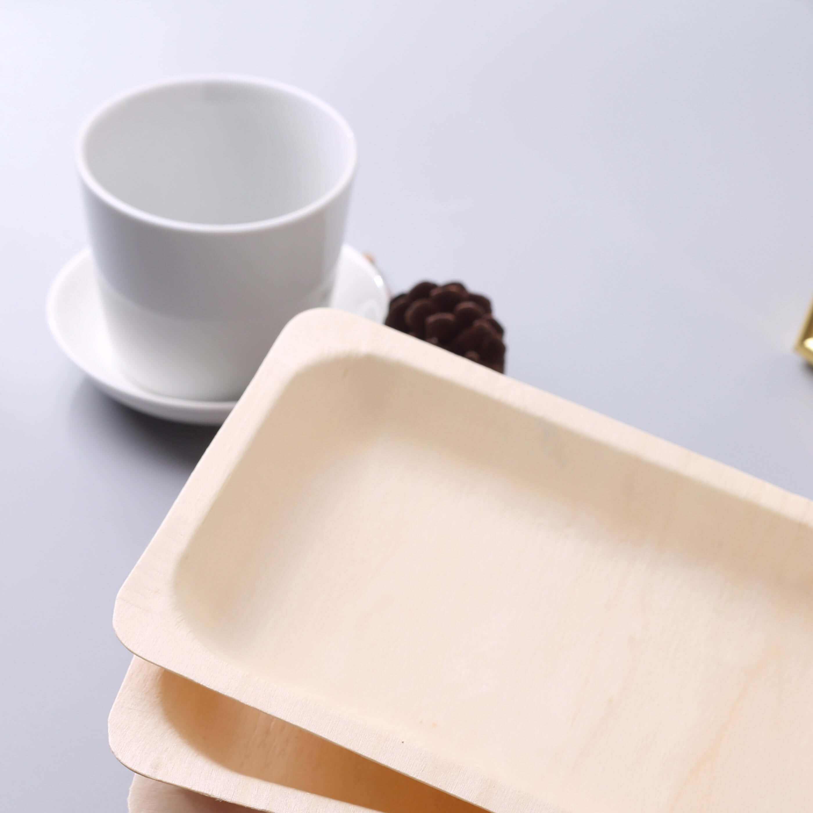 25-Pack Birchwood 5"x8" Rectangle Dessert Serving Plates - Natural Eco Friendly Wooden Disposable Plates for Farmhouse-Style Events, Parties & Gatherings