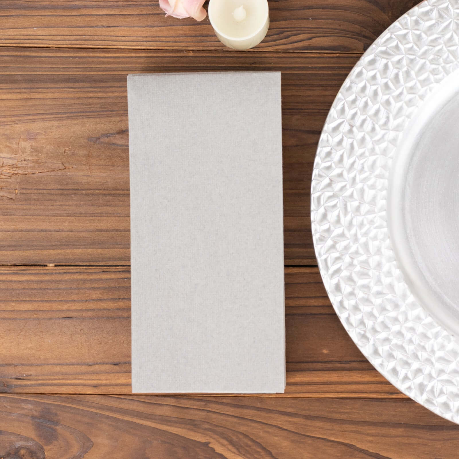 20-Pack Paper Linen-Like Napkins Silver - Disposable Hygienic Airlaid Guest Towels 8.5"x4"