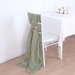 5 Pack Premium Chiffon Chair Sashes Dusty Sage Green - Soft & Lightweight Designer Chair Bows 22"x78"