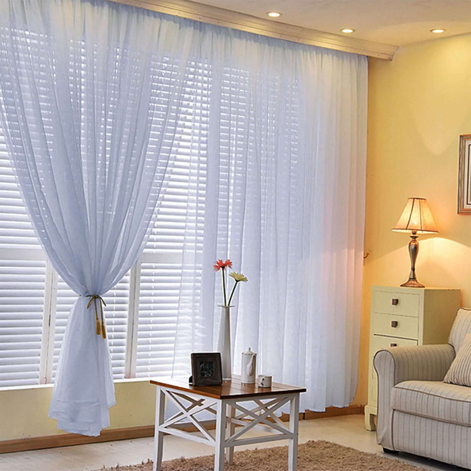 2 Pack Dusty Blue Sheer Chiffon Event Curtain Drapes, Durable Flame Resistant Premium Organza Backdrop Event Panels With Rod Pockets - 10ftx10ft