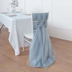 5 Pack Premium Chiffon Chair Sashes Dusty Blue - Soft & Lightweight Designer Chair Bows 22"x78"