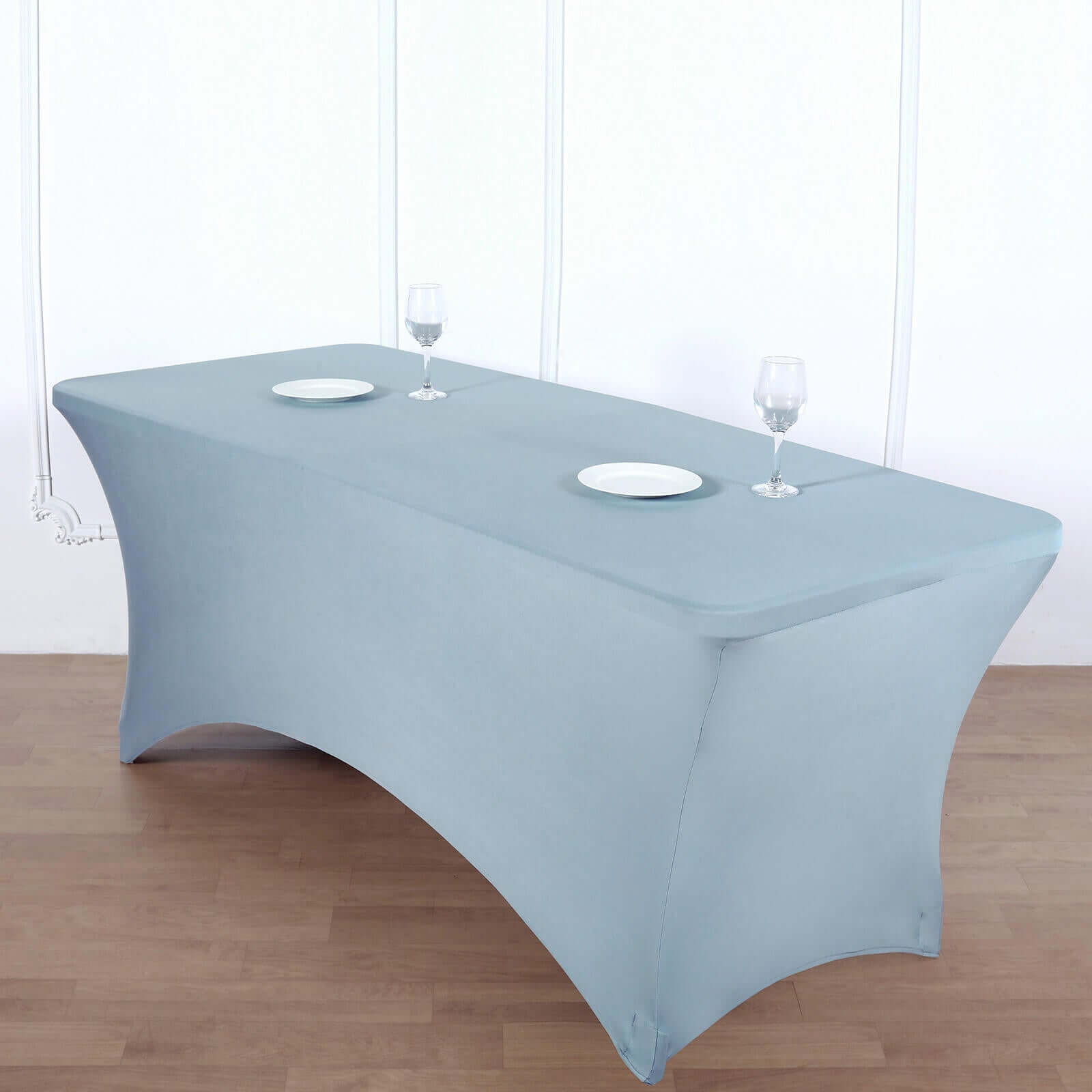 Stretch Spandex 96"x30" Rectangle Table Cover Dusty Blue - Durable Form-Fitting Tablecloth