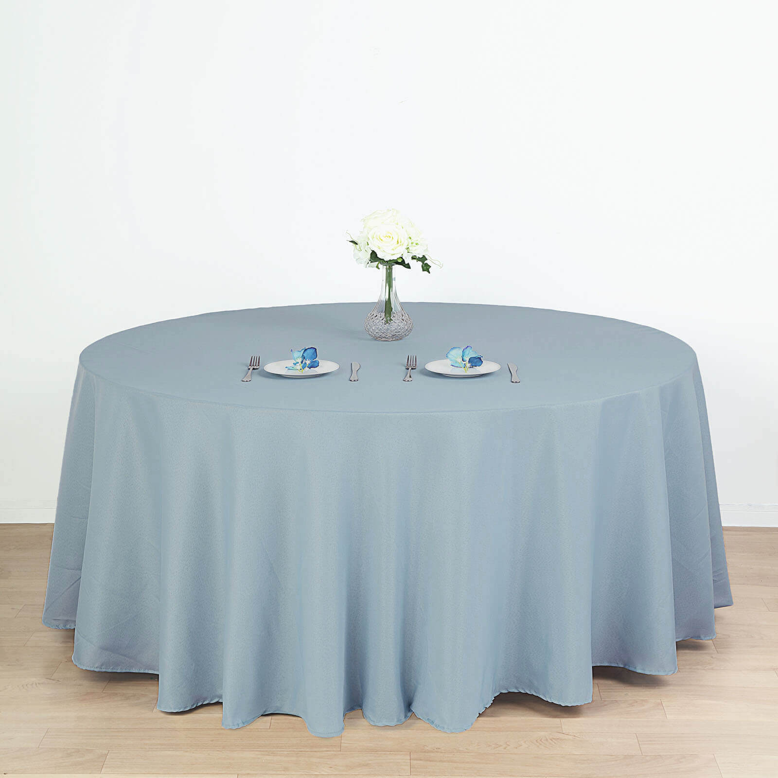 Polyester 120" Round Tablecloth Dusty Blue - Seamless Wrinkle-Resistant Table Cover