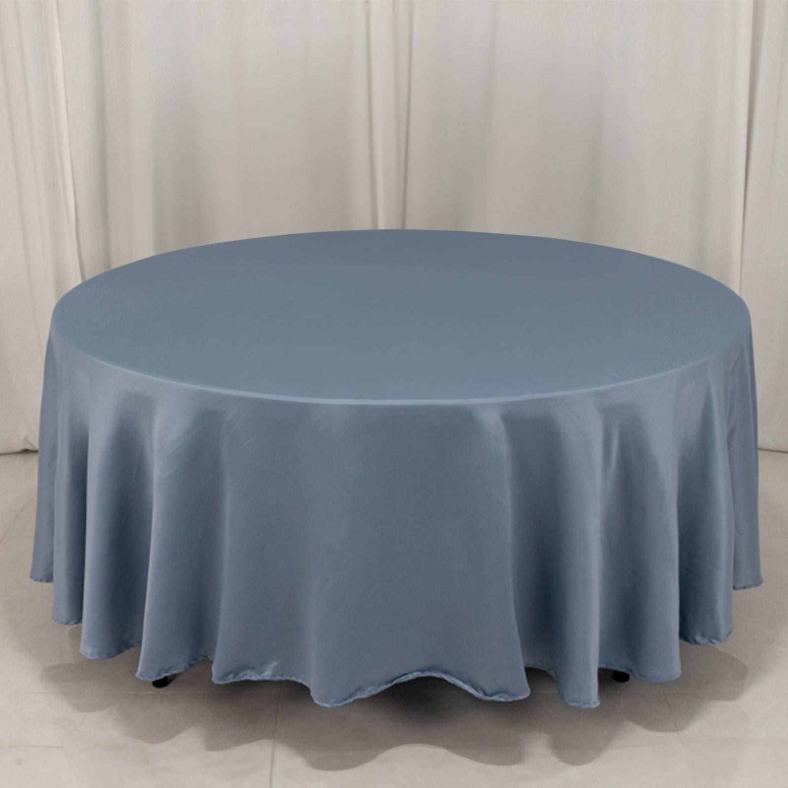 Lamour Satin 108" Round Tablecloth Dusty Blue - Durable & Silk-Like Table Cover