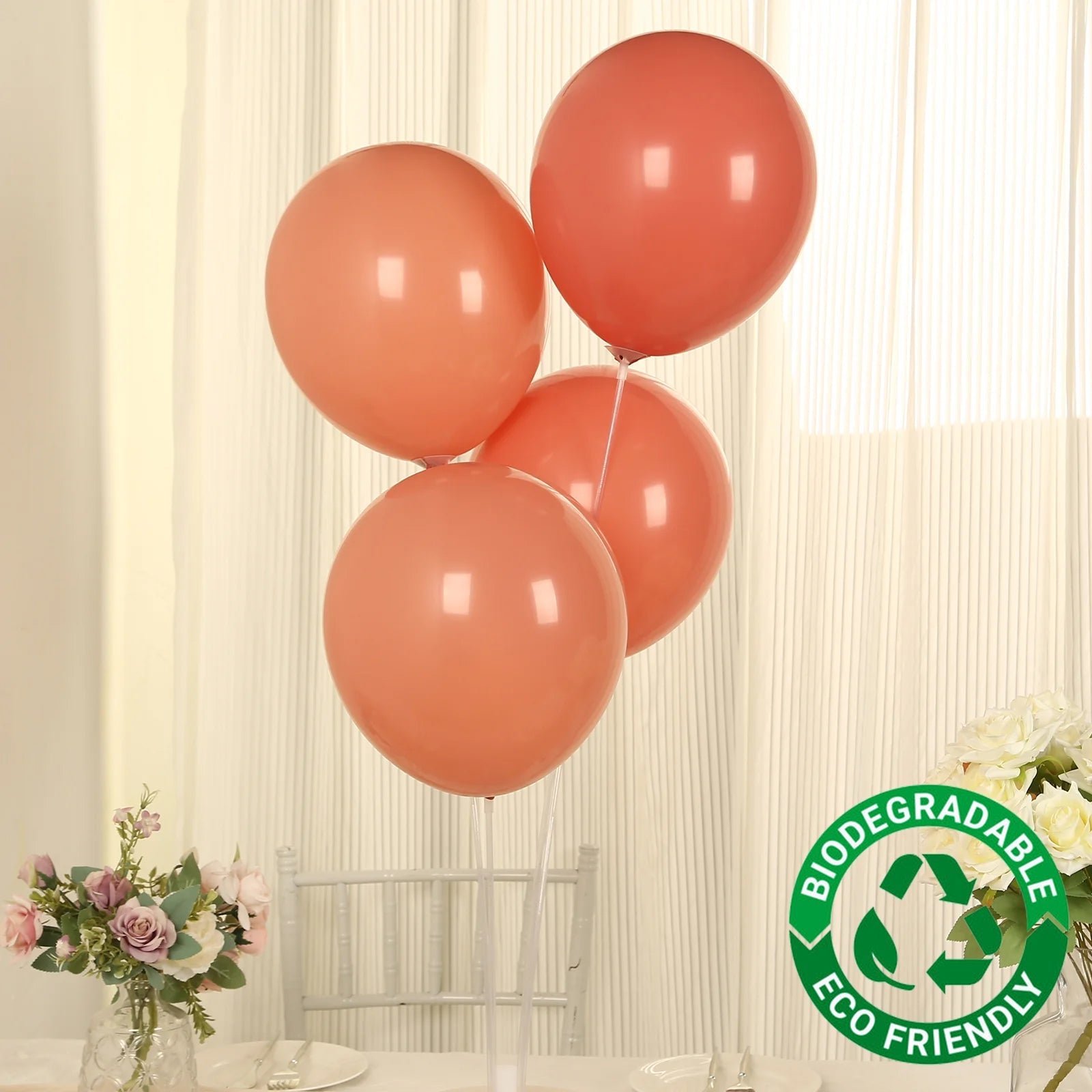 50 Pack Matte Pastel Dusty Rose Biodegradable Balloons 12", Round Eco-friendly Thick Latex Party Balloons