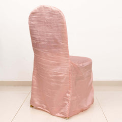 Crinkle Crushed Taffeta Chair Cover for Banquet Chairs Dusty Rose - Reusable Slipcover
