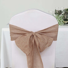 5 Pack Jute Faux Burlap 6"x108" Chair Sashes Dusty Rose - Boho Chic Linen Decor