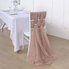 5 Pack Premium Chiffon Chair Sashes Dusty Rose - Soft & Lightweight Designer Chair Bows 22"x78"