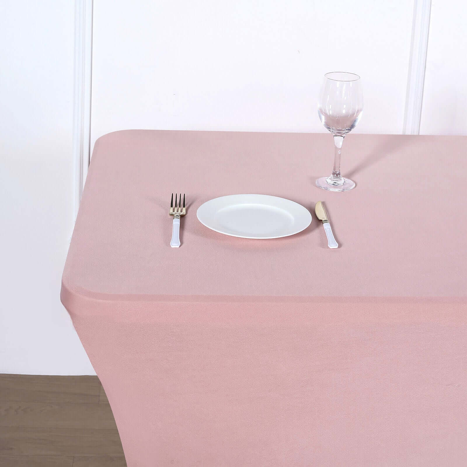 Stretch Spandex 6ft Rectangle Tablecloth Dusty Rose - Durable Form-Fitting Table Cover for Events & Presentations
