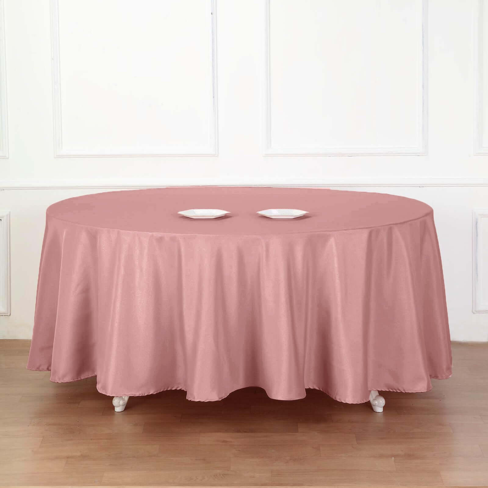 Polyester 120" Round Tablecloth Dusty Rose - Seamless Wrinkle-Resistant Table Cover